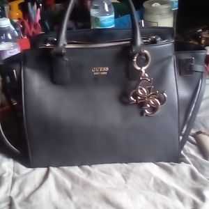 Black leather guess handbag